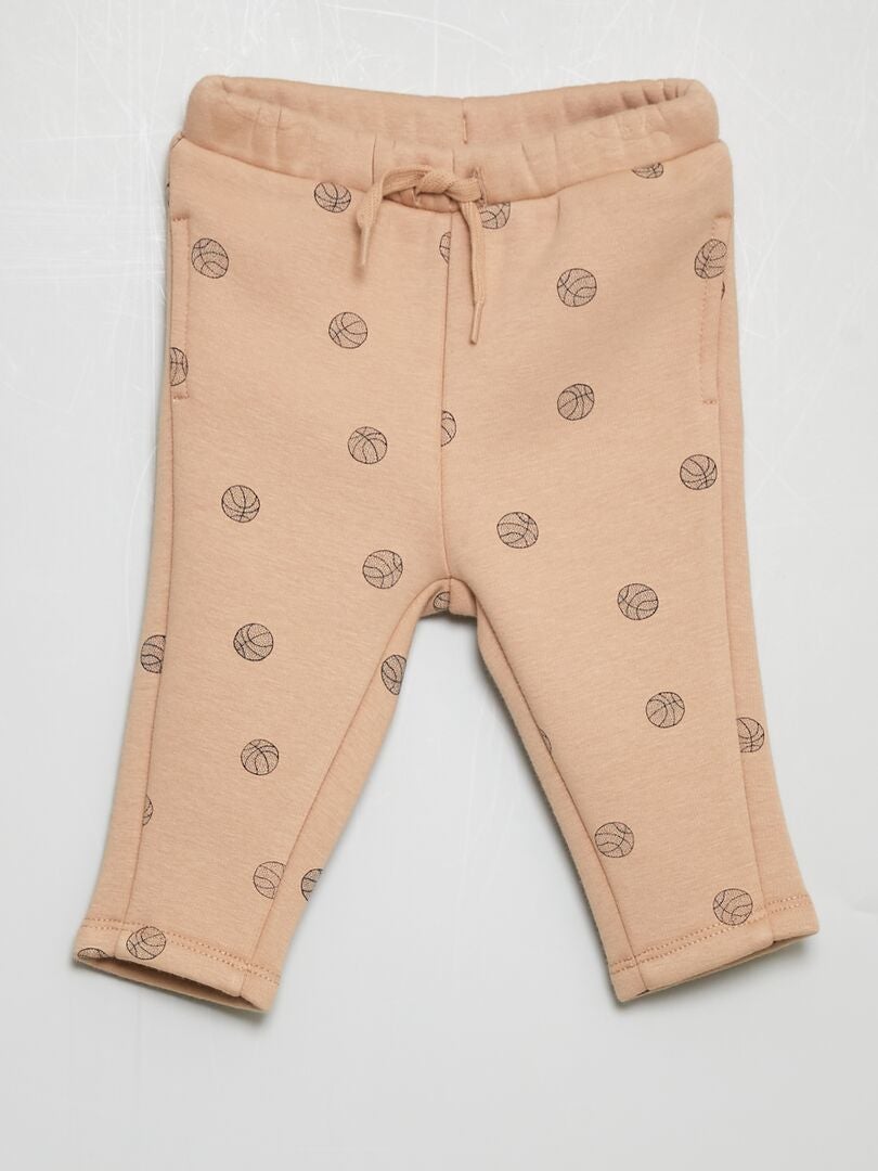 Pantalón de felpa con estampado BEIGE - Kiabi