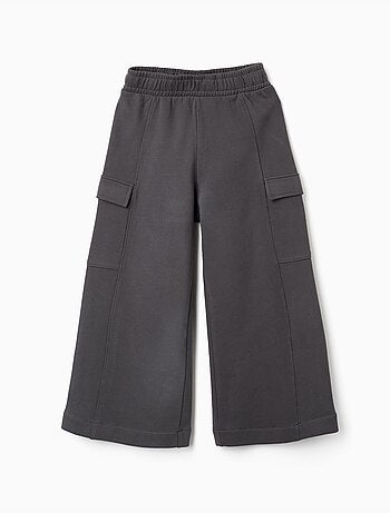 Pantalón de felpa de pierna ancha con bolsillos cargo