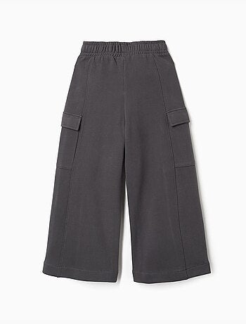 Pantalón de felpa de pierna ancha con bolsillos cargo