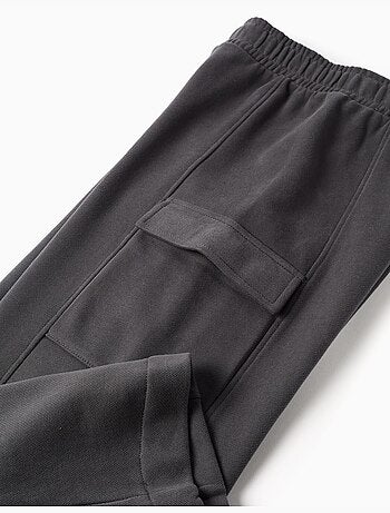 Pantalón de felpa de pierna ancha con bolsillos cargo