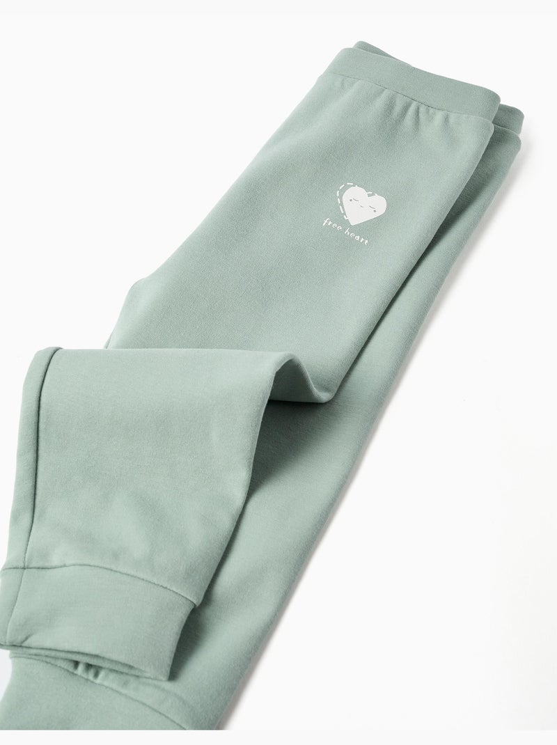 Pantalón de felpa perchado con estampado de corazón Verde - Kiabi
