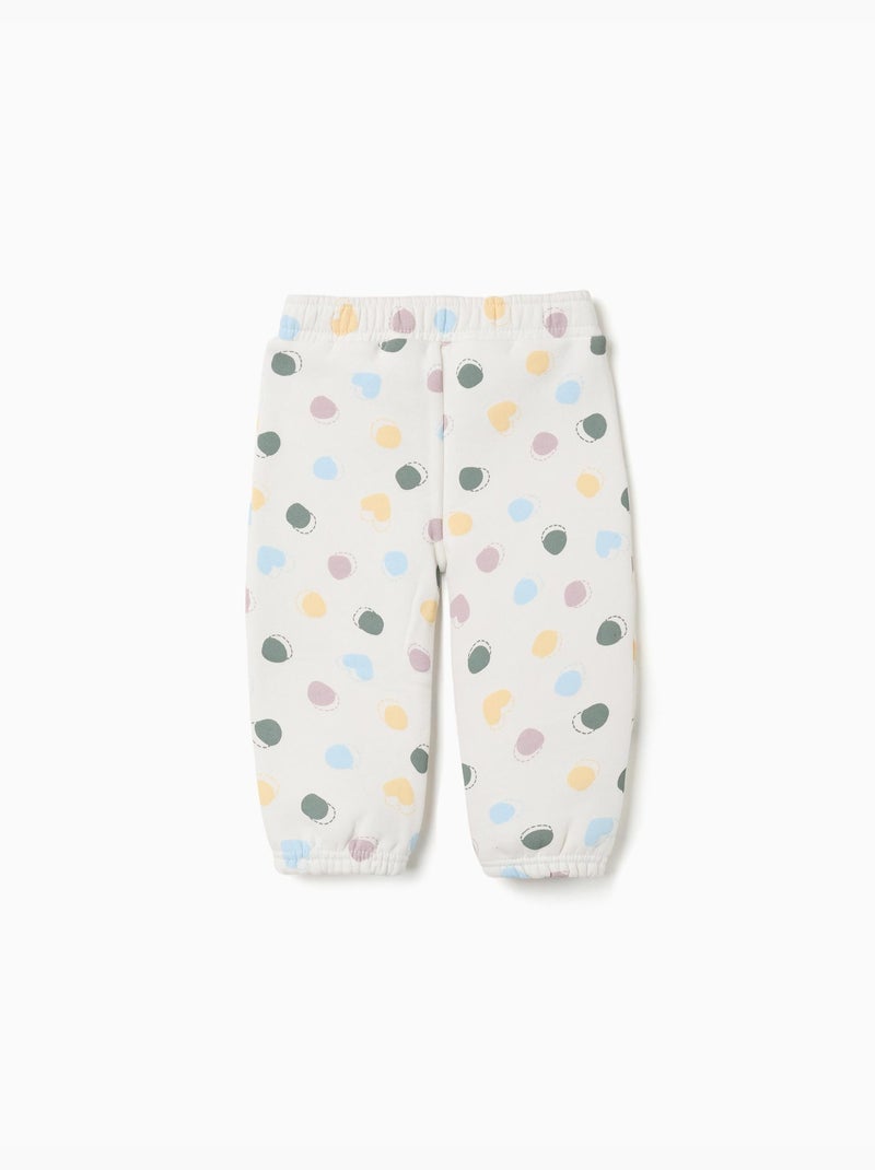 Pantalón de felpa perchado con estampado de lunares Blanco - Kiabi