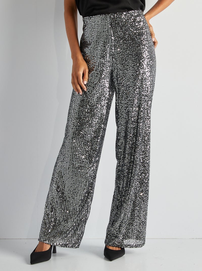 Pantalón de fiesta con lentejuelas GRIS - Kiabi