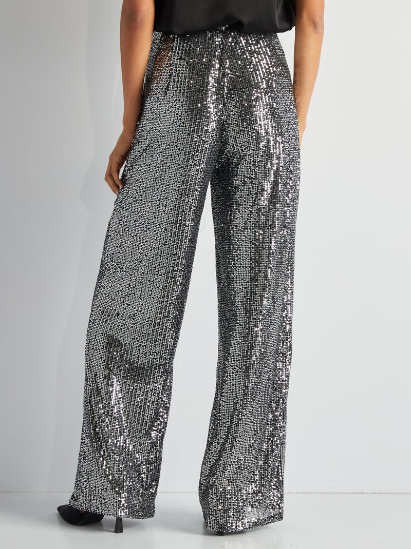 Pantalón de fiesta con lentejuelas GRIS - Kiabi