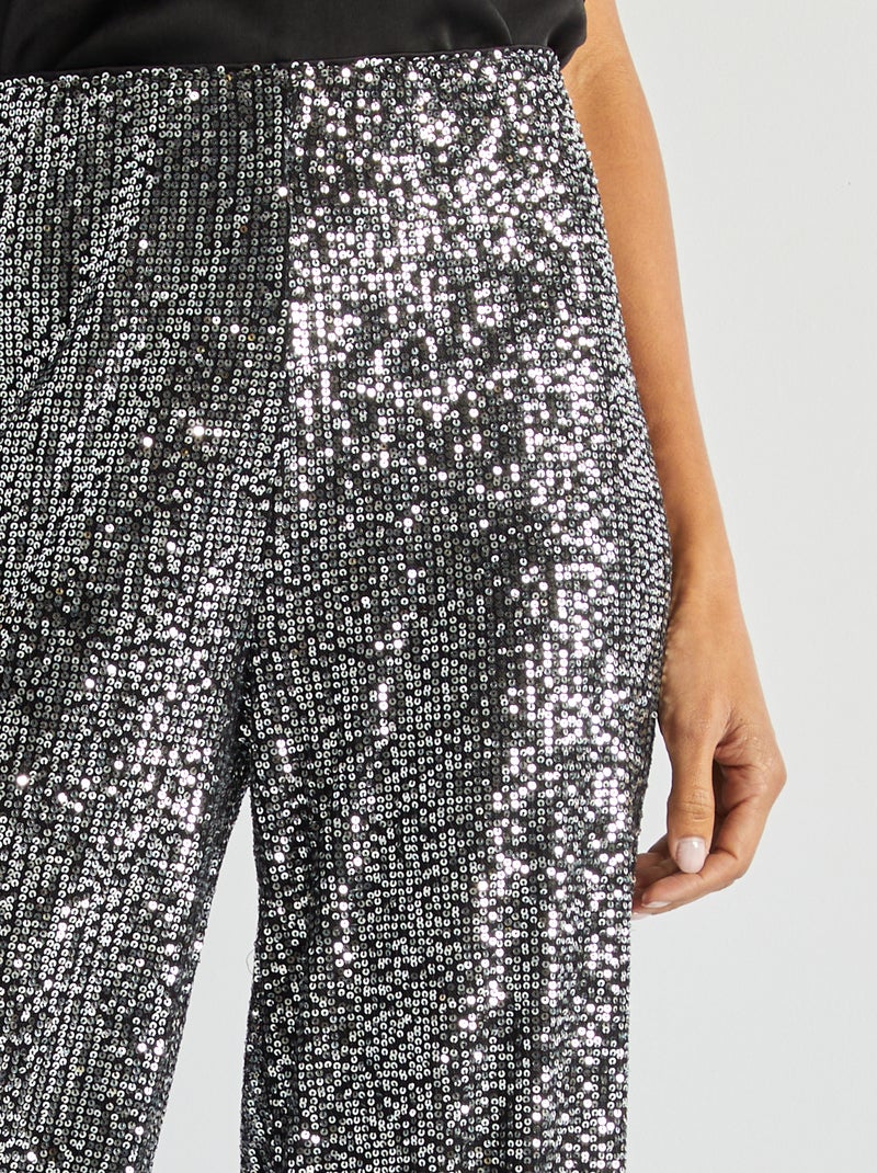 Pantalón de fiesta con lentejuelas GRIS - Kiabi