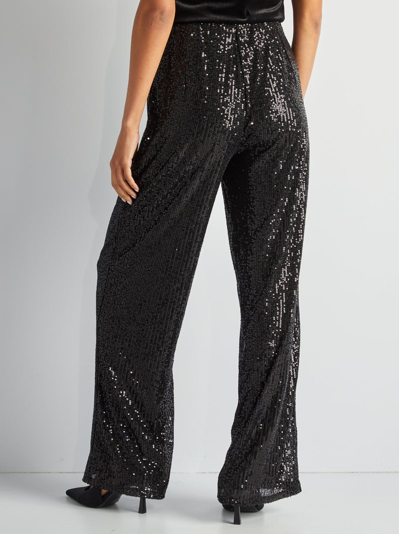 Pantalón de fiesta con lentejuelas NEGRO - Kiabi