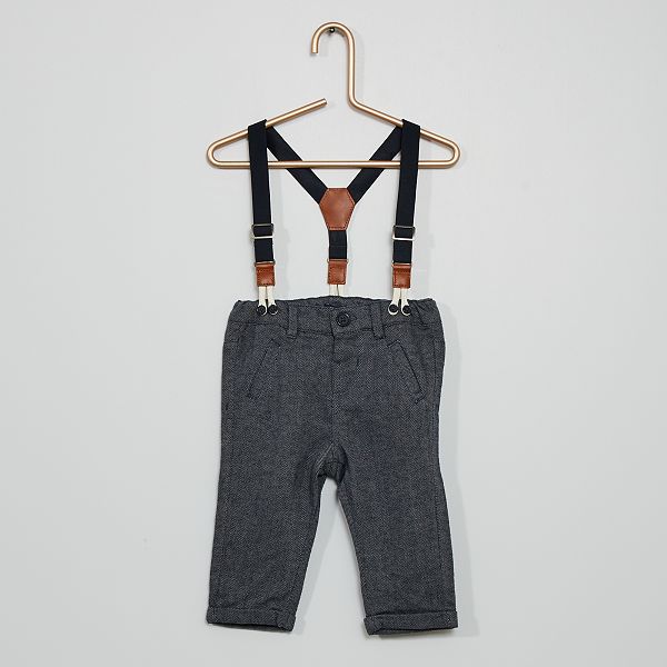Pantalón de franela con tirantes bebé niño - GRIS - Kiabi - 15,00€