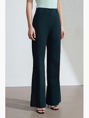 Pantalón de gabardina acampanado de tiro alto para mujer dilvin