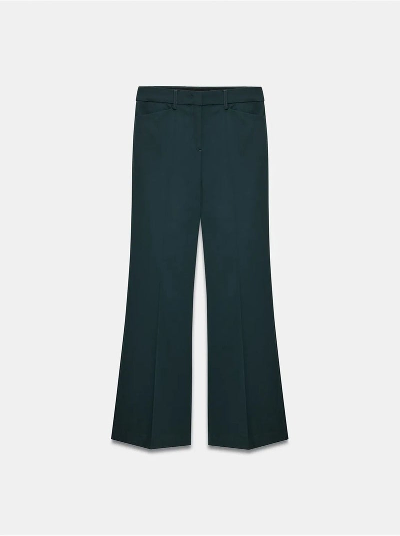 Pantalón de gabardina acampanado de tiro alto para mujer dilvin Azul noche - Kiabi