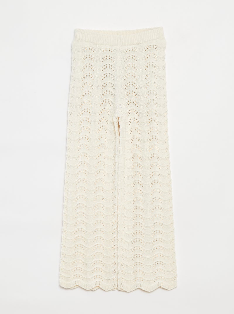 Pantalón de ganchillo con estampados Blanco - Kiabi