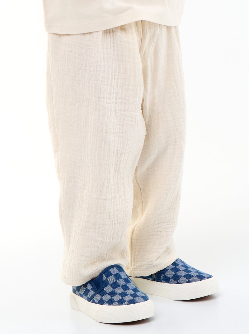 Pantalón de gasa de algodón Blanco - Kiabi