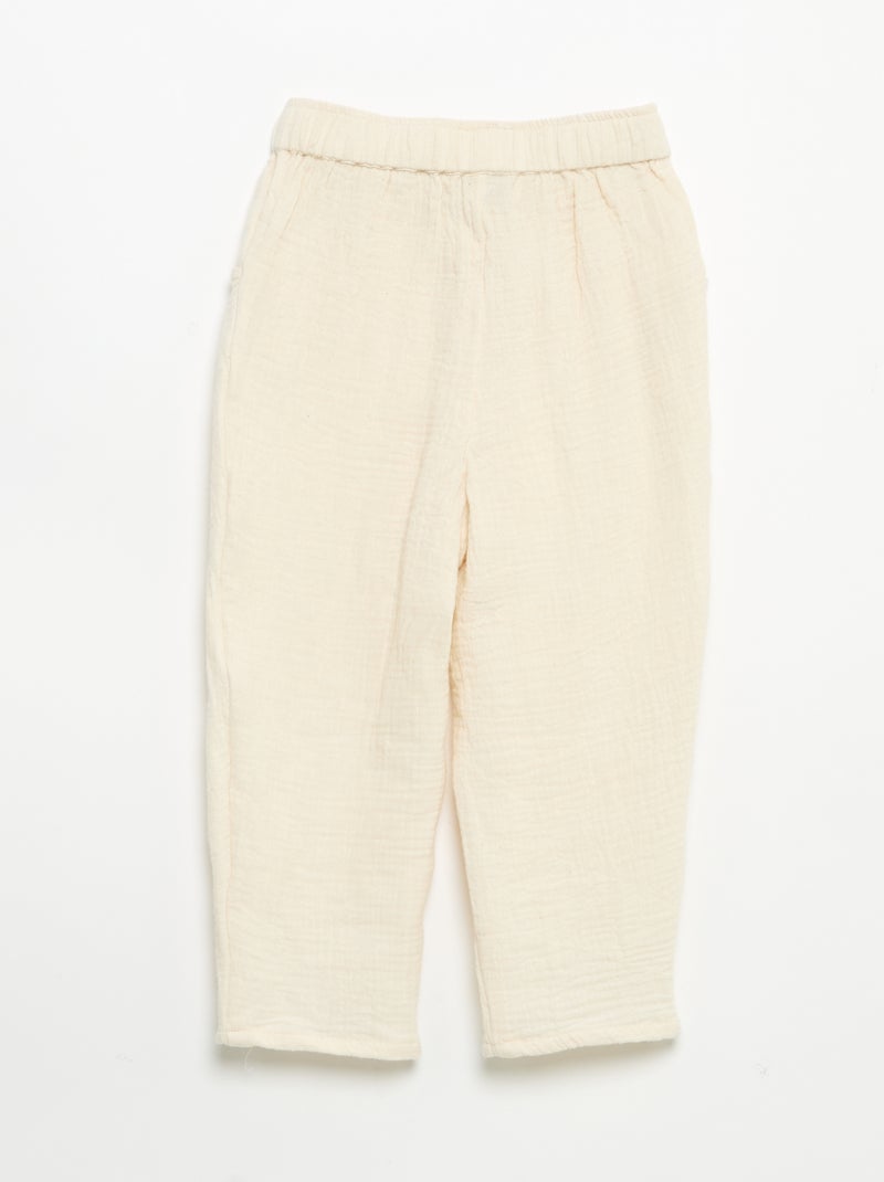 Pantalón de gasa de algodón Blanco - Kiabi