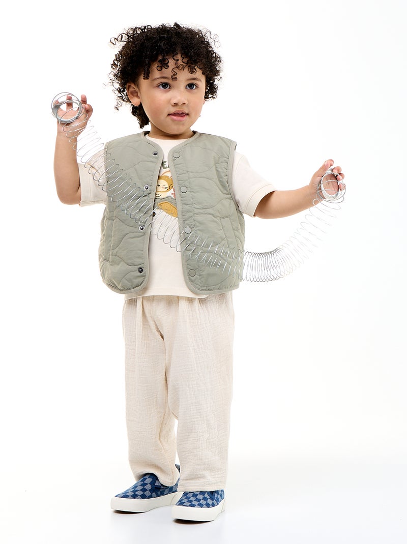 Pantalón de gasa de algodón Blanco - Kiabi