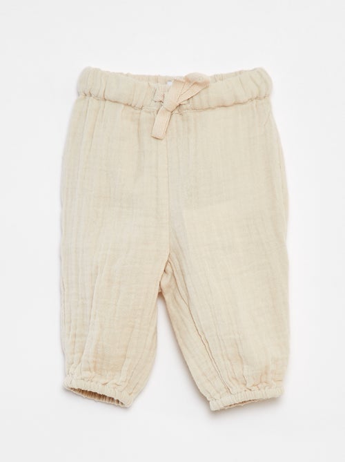 Pantalón de gasa de algodón con cintura ajustable 'Name it' - Kiabi