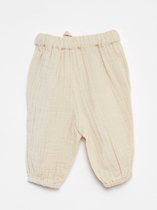 Pantalón de gasa de algodón con cintura ajustable 'Name it' - Kiabi