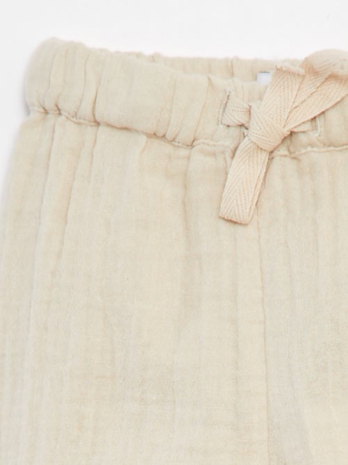 Pantalón de gasa de algodón con cintura ajustable 'Name it' - Kiabi