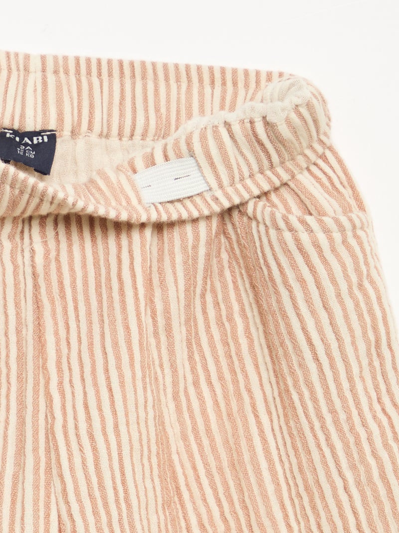Pantalón de gasa de algodón Marron - Kiabi
