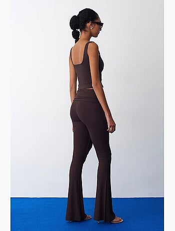 Pantalón de jersey acampanado de tiro alto con detalle de lazada dilvin