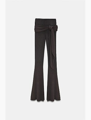Pantalón de jersey acampanado de tiro alto con detalle de lazada dilvin