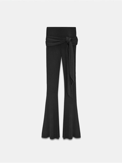 Pantalón de jersey acampanado de tiro alto con detalle de lazada dilvin - Kiabi Pantalón de jersey acampanado de tiro alto con detalle de lazada dilvin - Kiabi