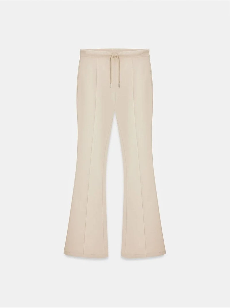 Pantalón de jersey acampanado de tiro medio con cordón dilvin Beige arcilla - Kiabi