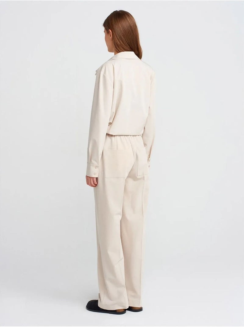 Pantalón de jersey de pernera ancha dilvin Crudo - Kiabi