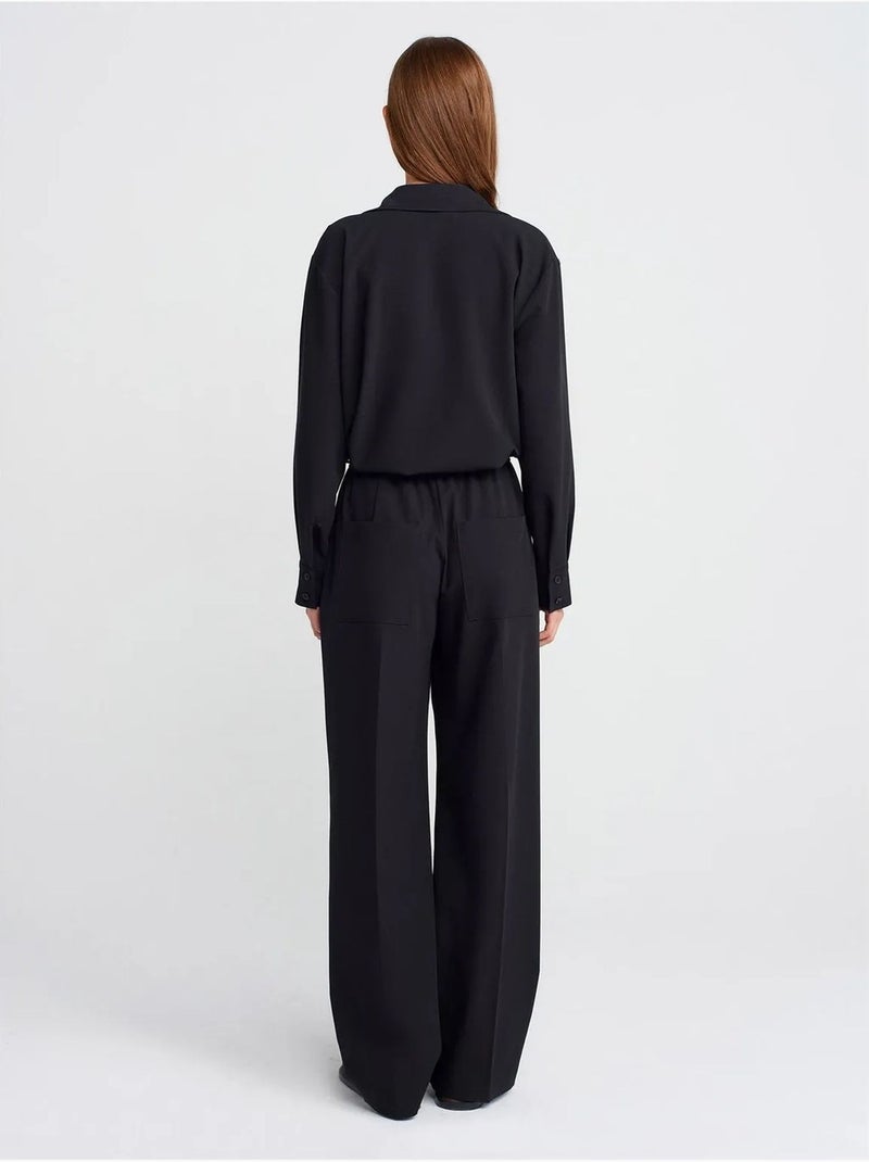 Pantalón de jersey de pernera ancha dilvin Negro - Kiabi