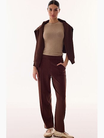Pantalón de jersey de pierna recta oversize de tiro medio penti