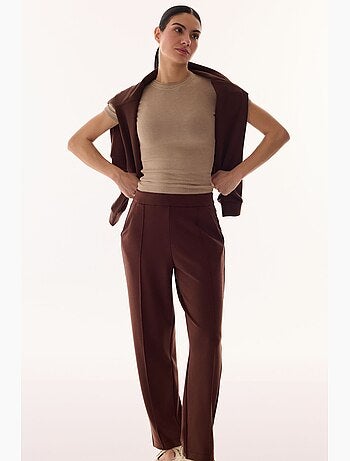 Pantalón de jersey de pierna recta oversize de tiro medio penti