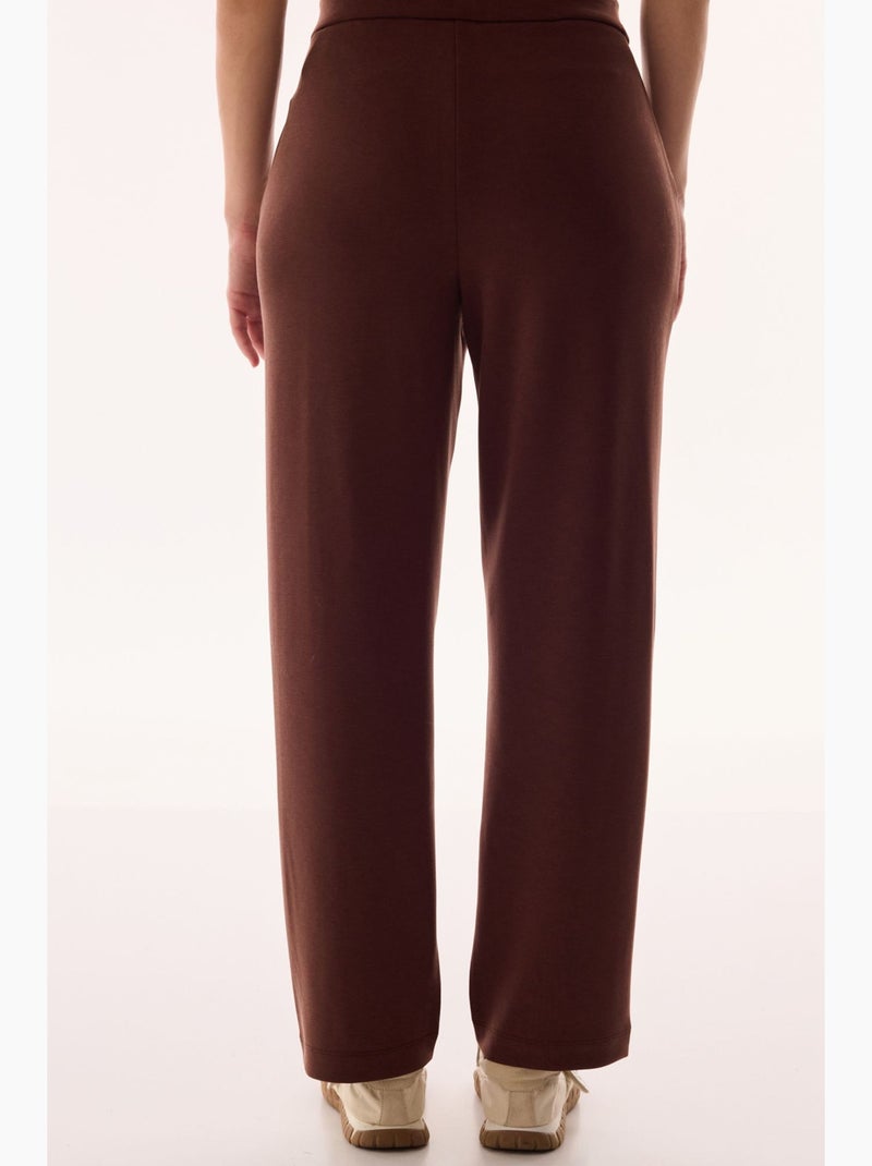 Pantalón de jersey de pierna recta oversize de tiro medio penti Marrón chocolate - Kiabi