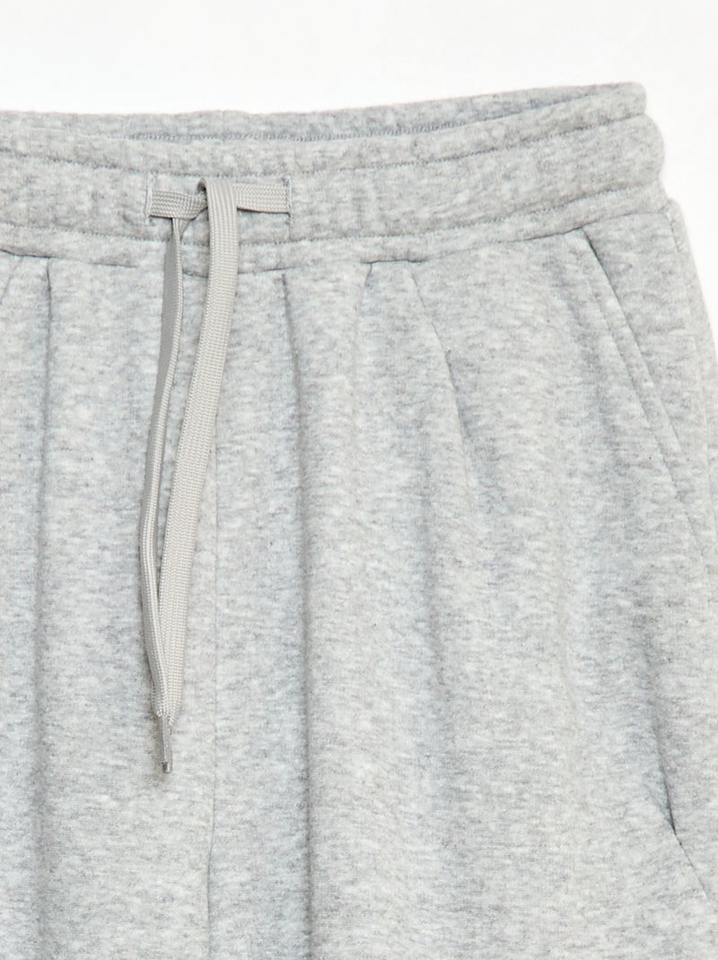 Pantalón de jogging ancho liso de algodón Gris - Kiabi