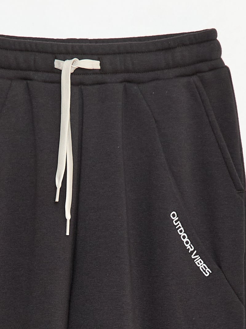 Pantalón de jogging ancho liso de algodón Negro - Kiabi