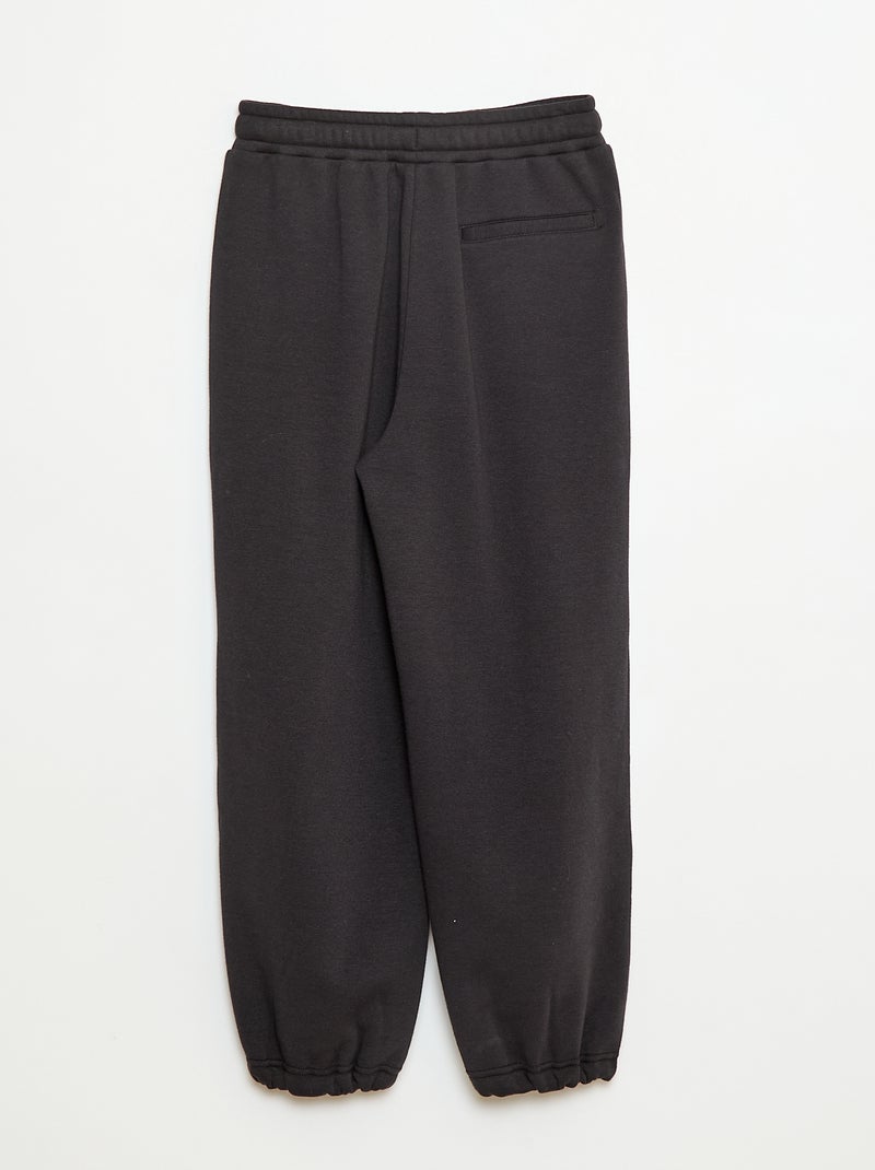 Pantalón de jogging ancho liso de algodón Negro - Kiabi