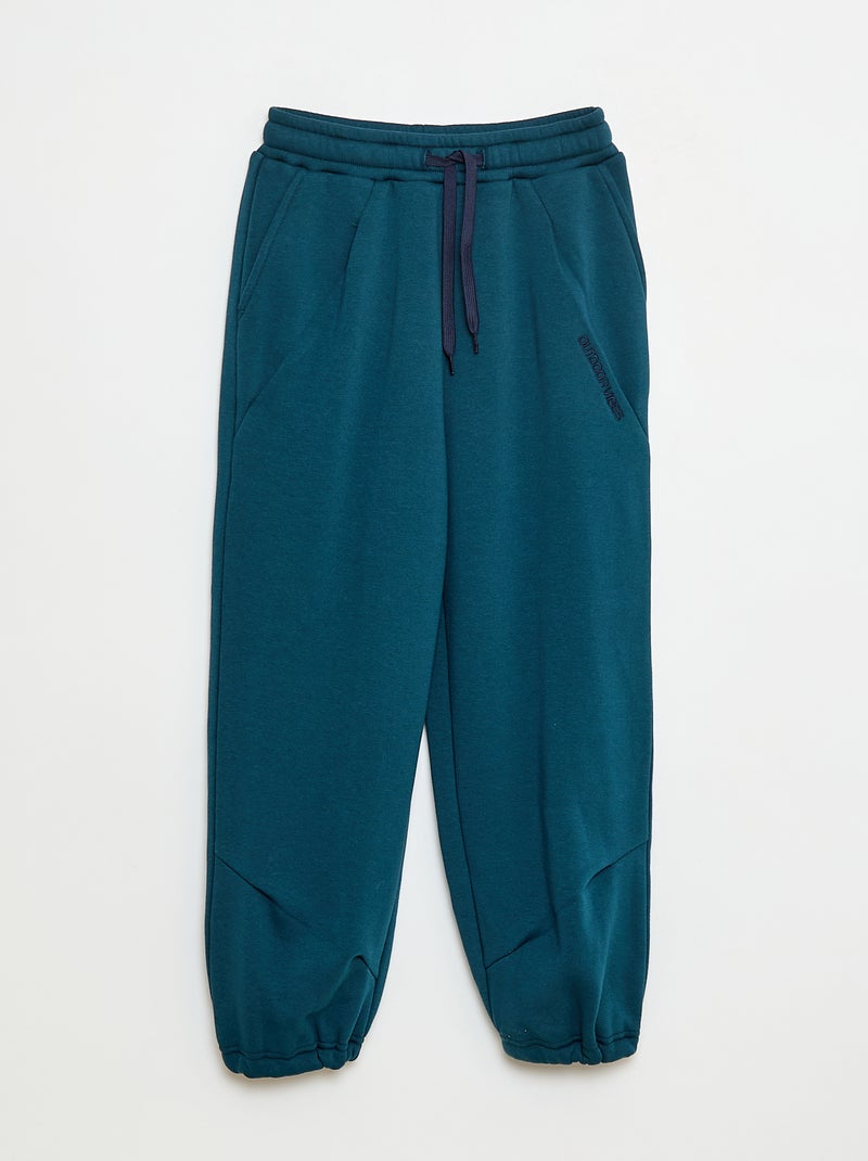 Pantalón de jogging ancho liso de algodón Verde - Kiabi