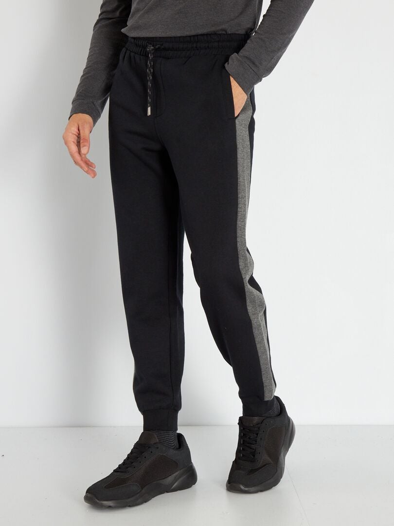 Pantalón de jogging bicolor negro - Kiabi
