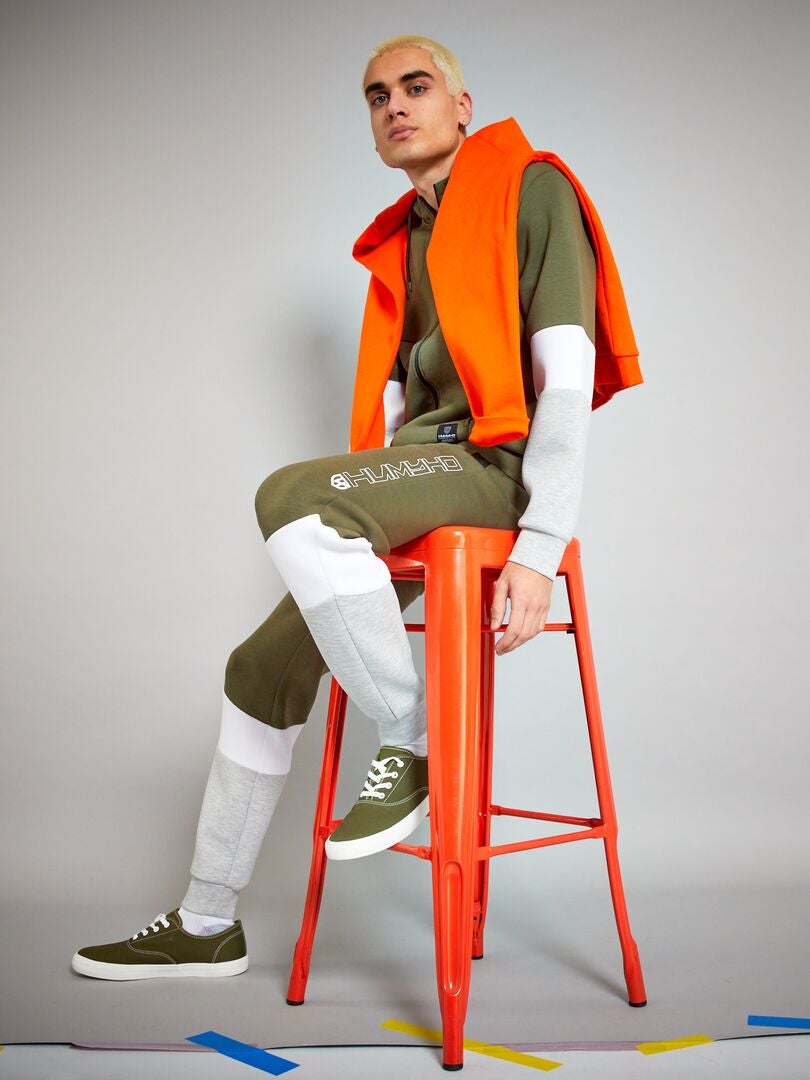Pantalón de jogging colorblock de neopreno KAKI - Kiabi