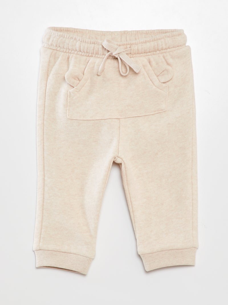 Pantalón de jogging con bolsillo canguro BEIGE - Kiabi