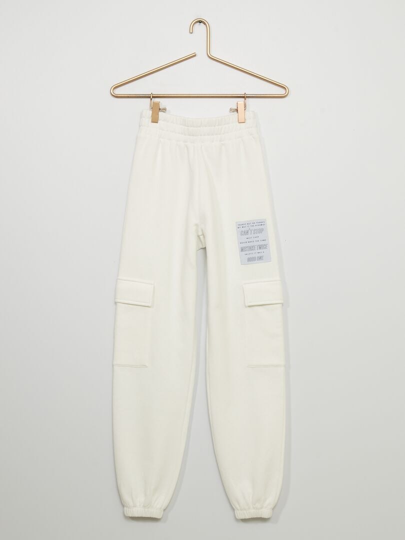 Pantalón de jogging con bolsillos con solapa Blanco - Kiabi