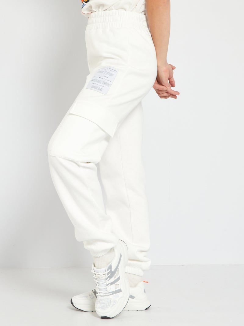 Pantalón de jogging con bolsillos con solapa Blanco - Kiabi