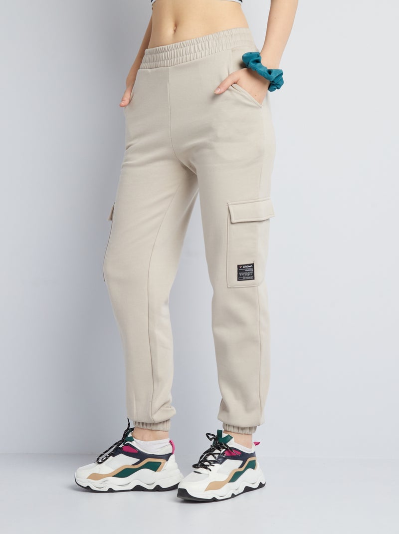 Pantalón de jogging con bolsillos con solapa GRIS - Kiabi