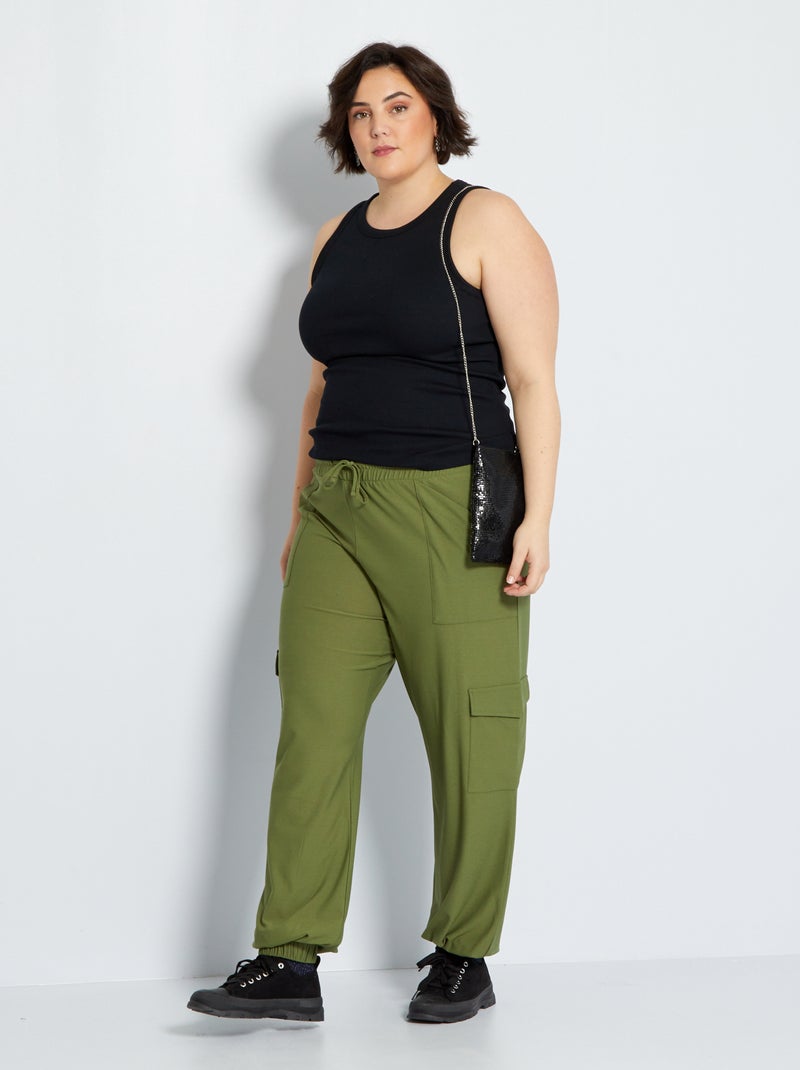 Pantalón de jogging con bolsillos con solapa KAKI - Kiabi