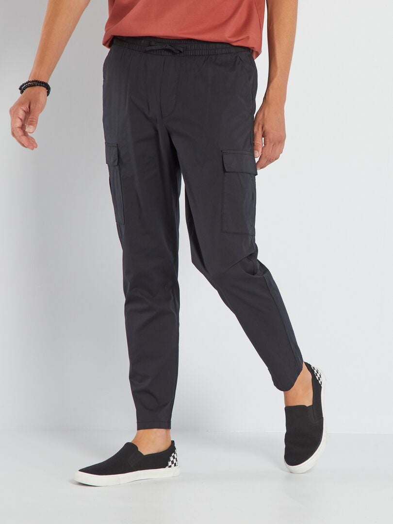 Pantalón de jogging con bolsillos con solapa Negro - Kiabi