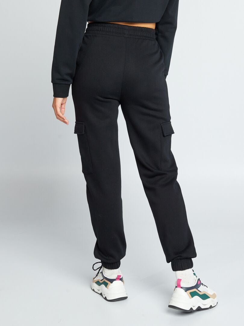 Pantalón de jogging con bolsillos con solapa NEGRO - Kiabi