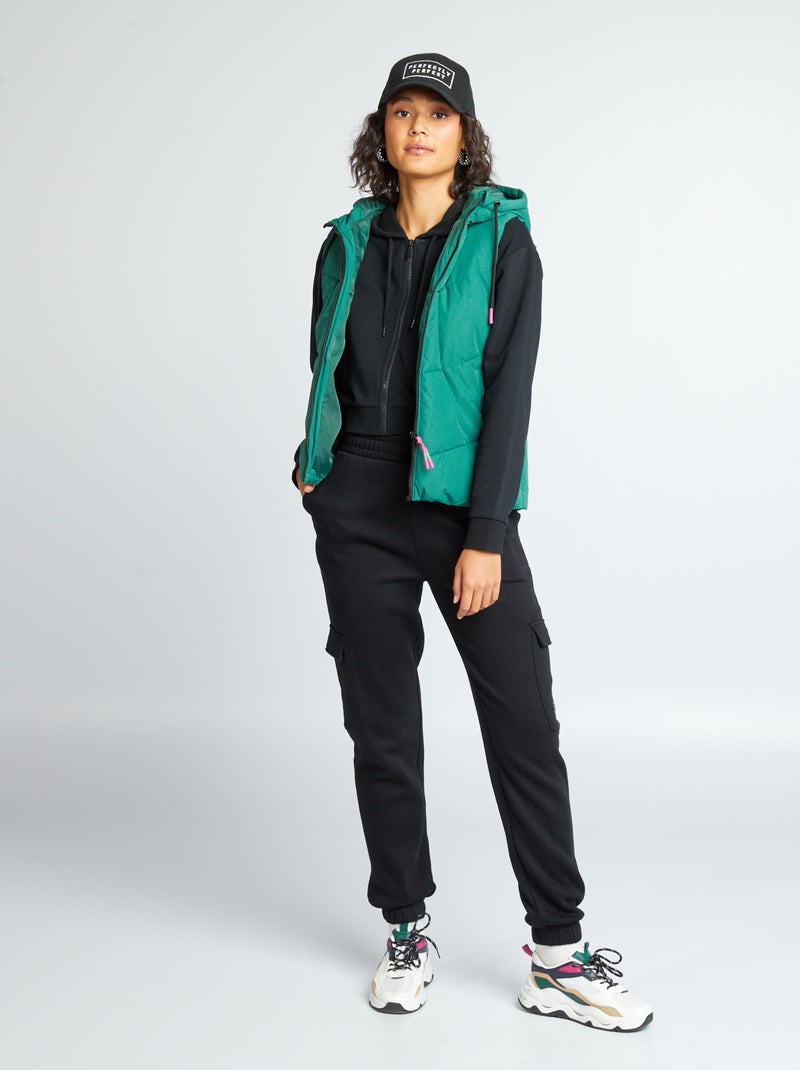 Pantalón de jogging con bolsillos con solapa NEGRO - Kiabi