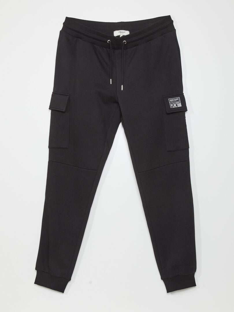 Pantalón de jogging con bolsillos con solapa NEGRO - Kiabi