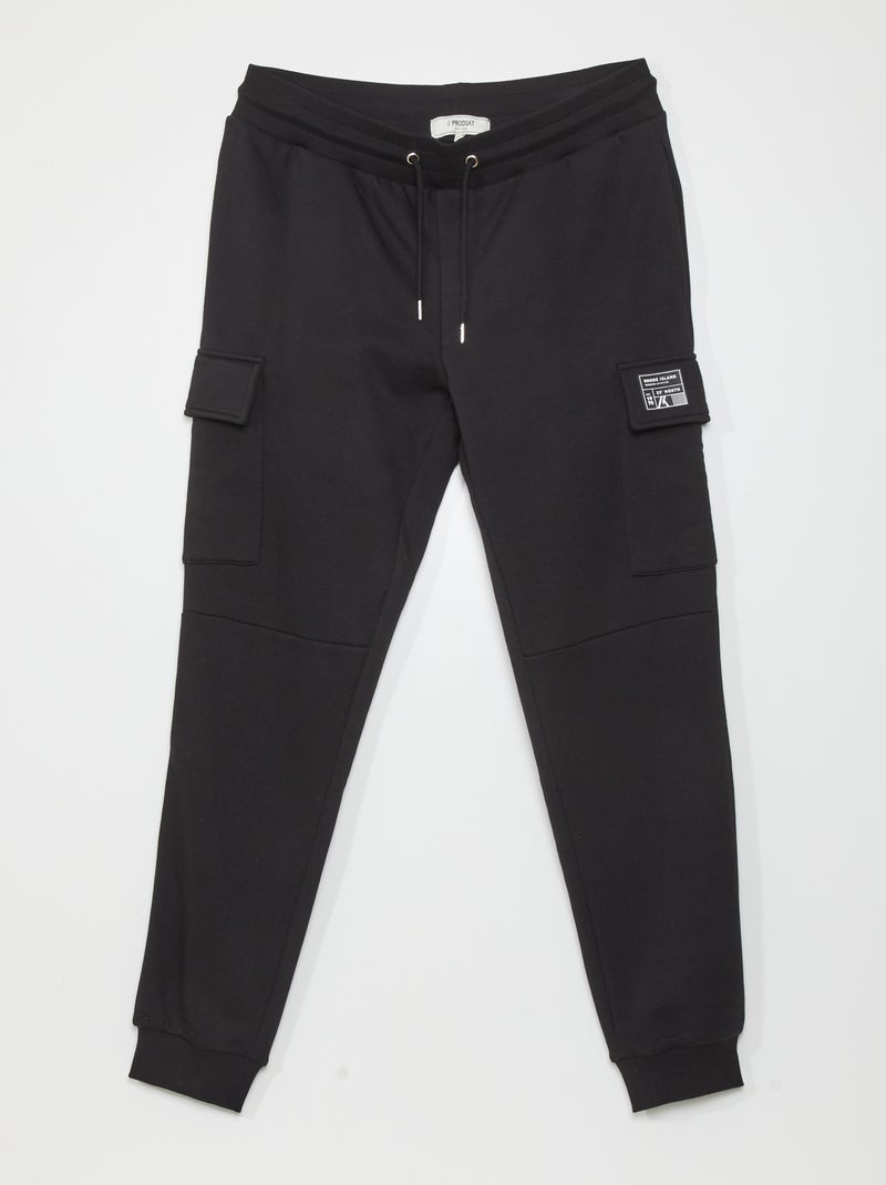 Pantalón de jogging con bolsillos con solapa NEGRO - Kiabi