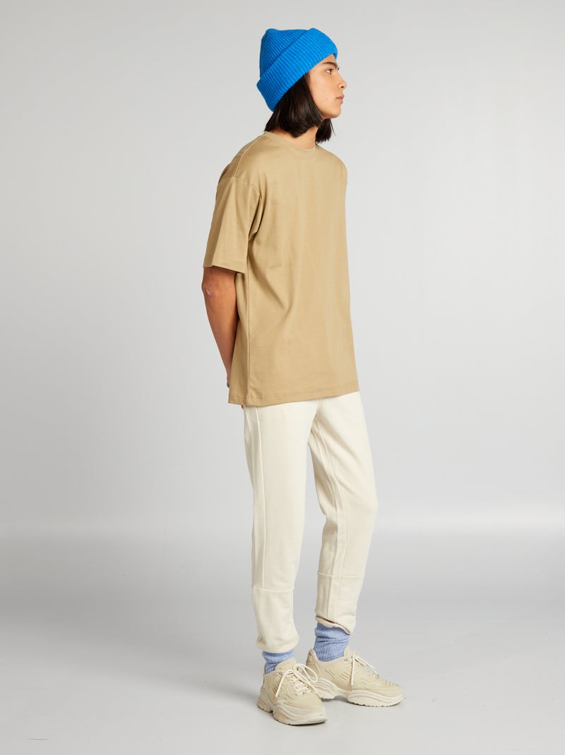 Pantalón de jogging con detalles a contraste beige - Kiabi