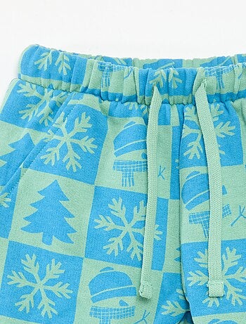 Pantalón de jogging con estampado navideño integral en polar de algodón