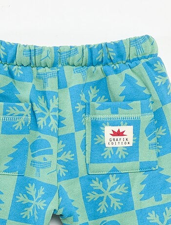 Pantalón de jogging con estampado navideño integral en polar de algodón