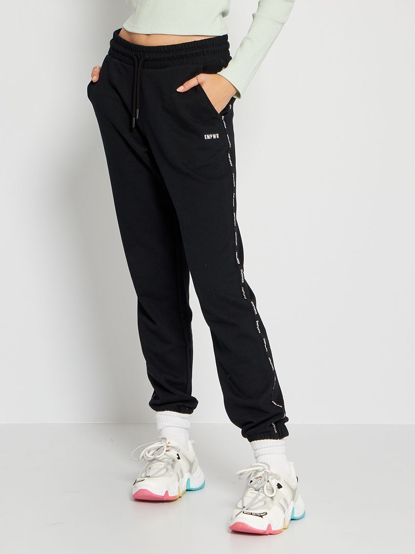 Pantalón de jogging con franja estampada Negro - Kiabi